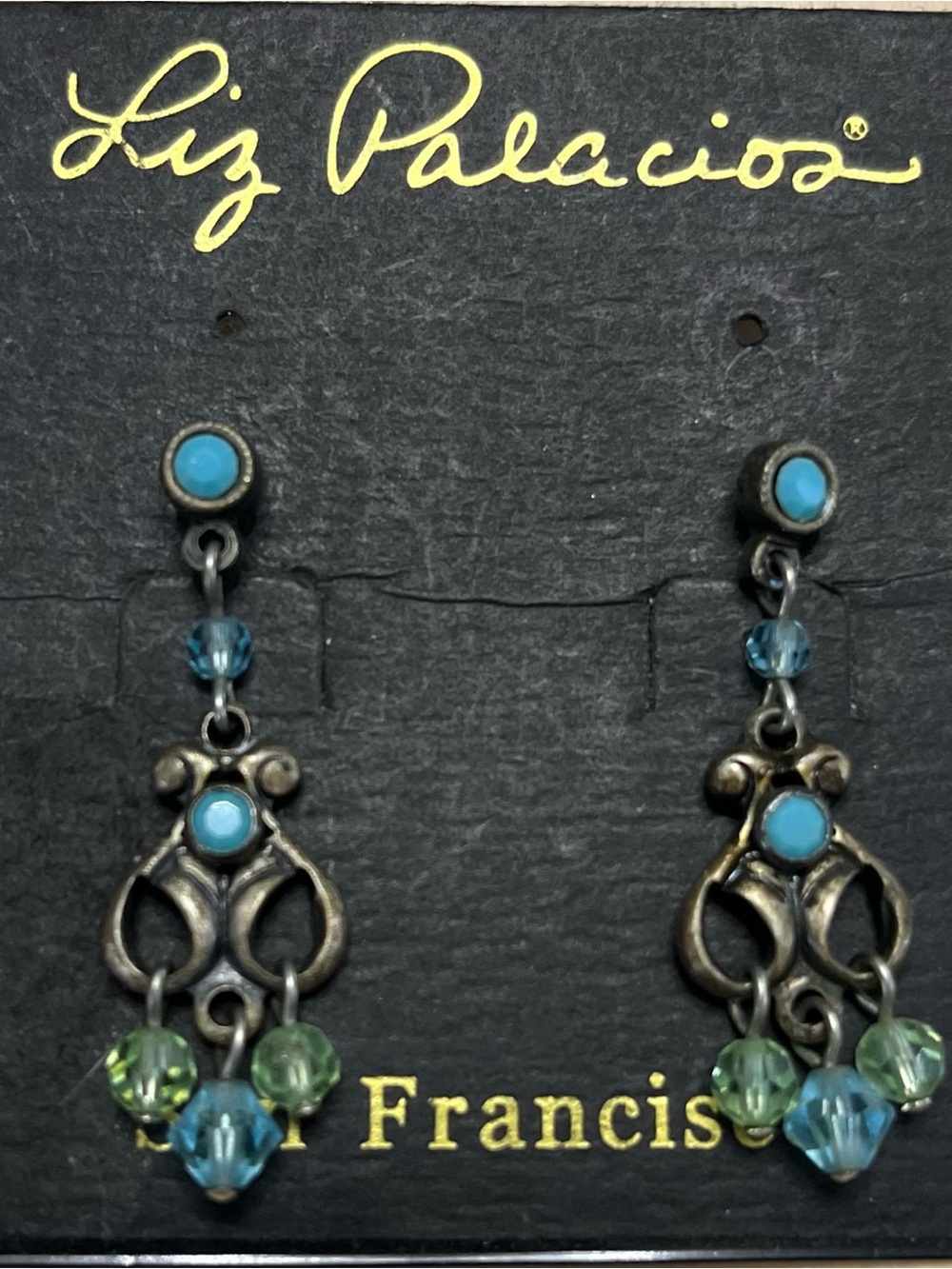 Liz Palacios Blue Turquoise & Aqua Dangle Earrings